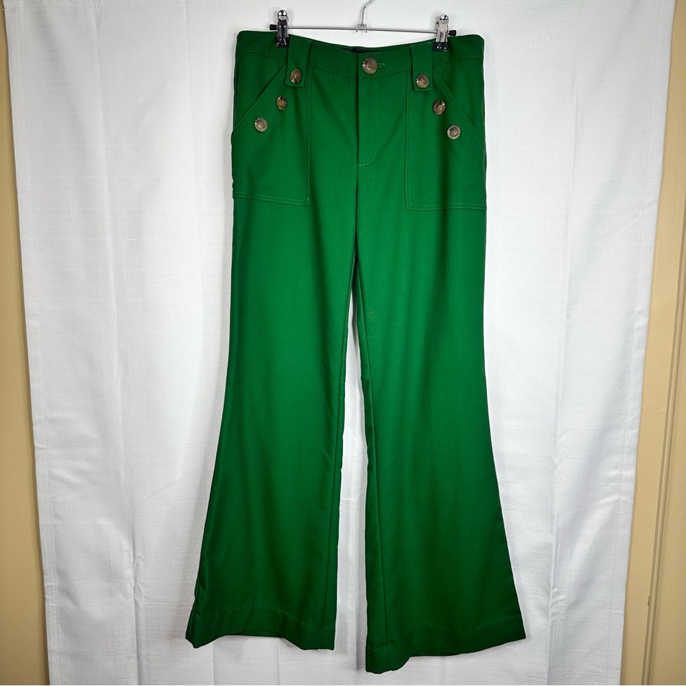 Anthropologie Wide-Leg Green Sailor Pants